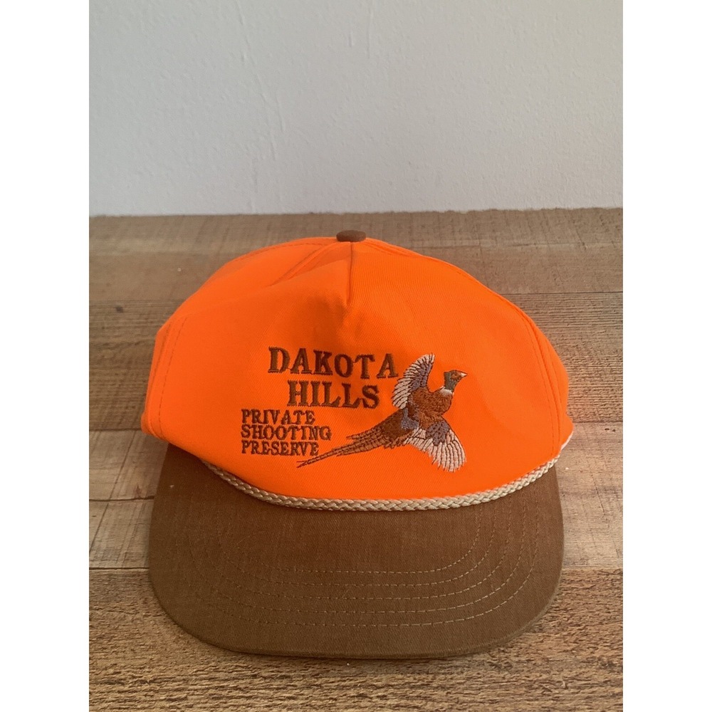 Vintage Dakota Hills Private Shooting‎ Preserve Orange Hunting Hat Cap USA